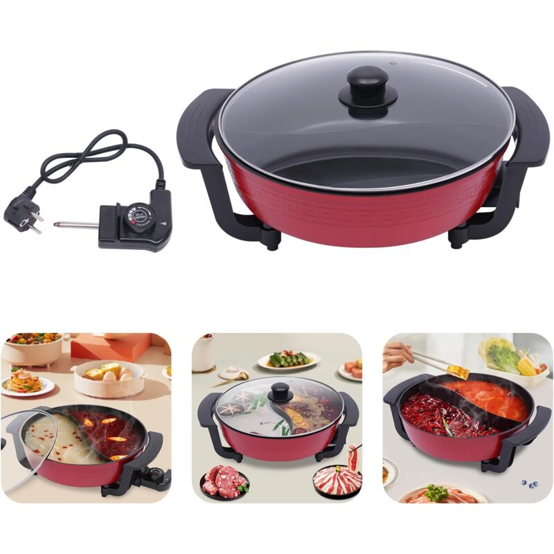 6L Elektrische Hot Pot 220V Wokpfanne Yin Yang Hot Pot Twin Suppentopf Küche Kasserolle Multifunktions Topfkocher Antihaft Chinesischer Hotpot für