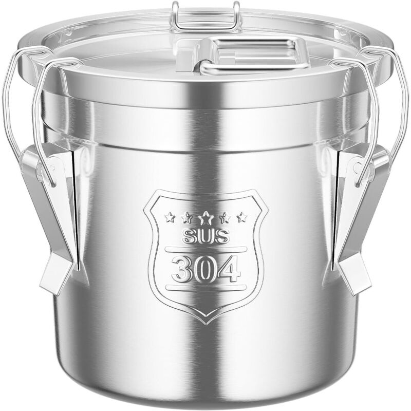 6L Luftdichter Edelstahl Eimer mit Deckel - Getreidebehälter Mehlbehälter zur Lebensmittel aufbewahrung in der Küche - Vorratsdosen für Reis, Mehl