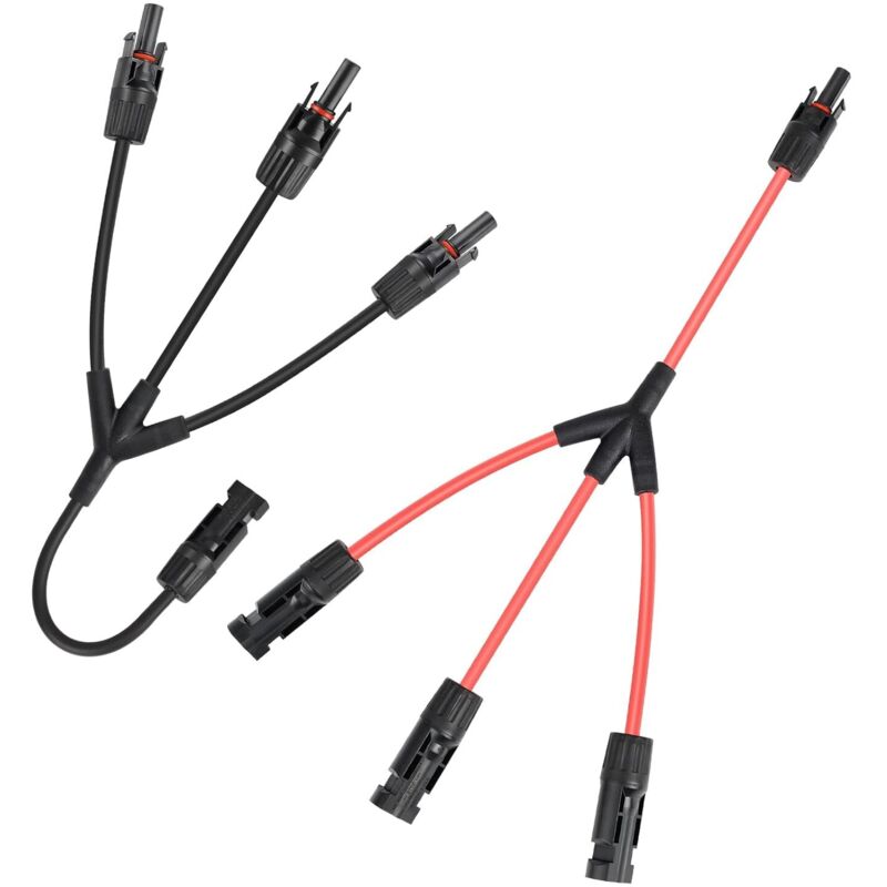 6mm² 36,5cm 3 Kammern Solarkabel Y Typ Solarkabel, 1 Paar 1Y3 Solarpanel Y Typ Stecker Solarkabel, 10AWG Solar Plug & Play Modul Balkonkraftwerk