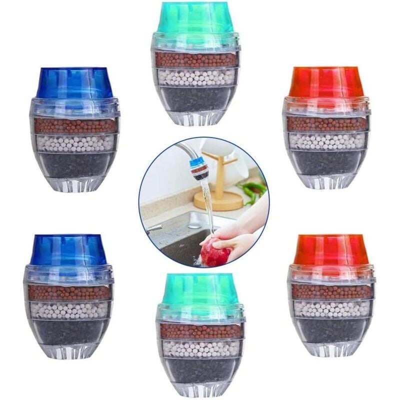 Aougo - 6PCS Küche Wasserhahn Wasserhahn Filter Runde Aktivkohle 5-Schicht Wasserhahn Wasser Filter Hause Gereinigtes Wasser Wasserhahn