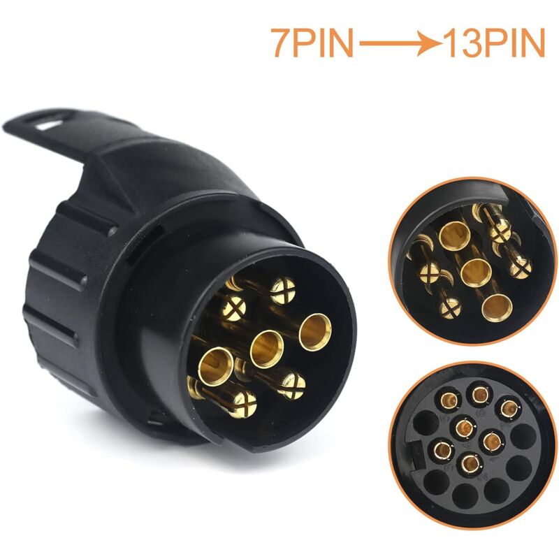 Coavas 7/13 Adapter für Anhängersteckdose – 7-polig auf 13-polig, Anhänger, Auto, Traktor, Wohnwagen, Fahrradträger, robustes Verbindungskabel