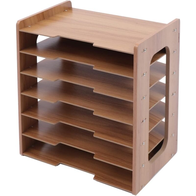 7 Ablagefächer Holz Büro Schreibtisch Organizer Briefablage Dokumentenhalter A4 Papierfach für Zuhause, Büro, Praxis (Dokumentenablage)