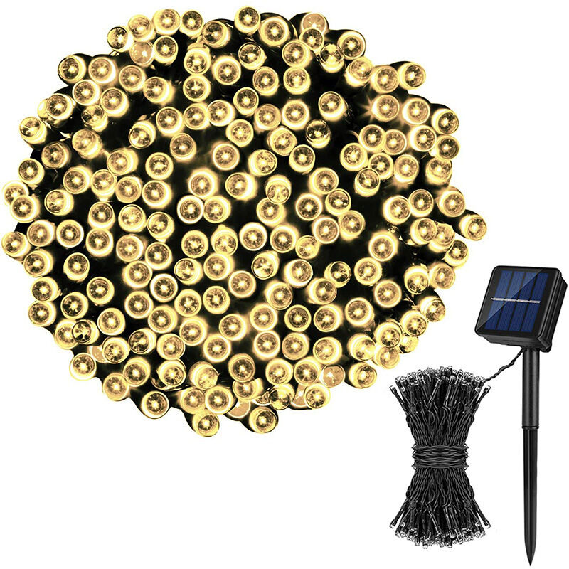 7 Meter lange, 50 Lichter, 8 Funktionen, Solar-Lichterkette mit LED-Sternen, wasserdicht, für den Außenbereich, Weihnachtsbeleuchtung,