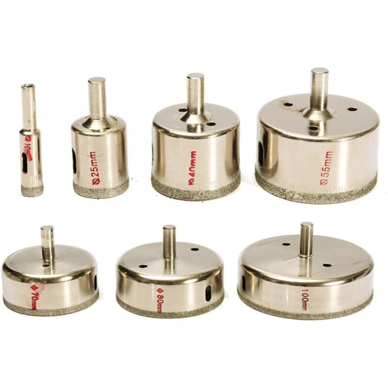 Aougo - 7-teiliges Diamantbohrer-Set für Diamantbohrer mit Marmorglasbeschichtung und Glas. Flaschenöffner für Fliesen und Keramik.