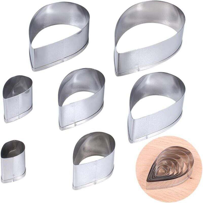 7-teiliges Mini-3D-Ausstechförmchen-Set in Tropfenform aus Metall, geeignet für Kuchen, Zucker, Brot, Kekse, Schokolade, Sandwiches und Fondant