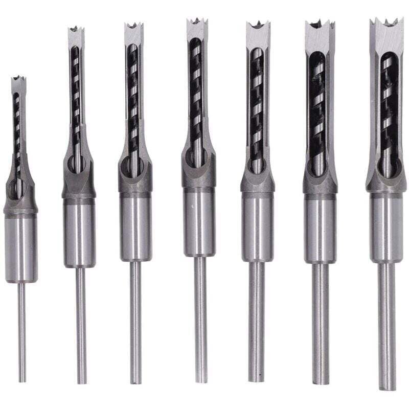 7-teiliges Vierkantbohrer-Set für Holzbearbeitung: 1/4 Zoll, 5/16 Zoll, 3/8 Zoll, 2/5 Zoll, 1/2 Zoll, 9/16 Zoll, 5/8 Zoll HSS-Stemmbohrer-Set,