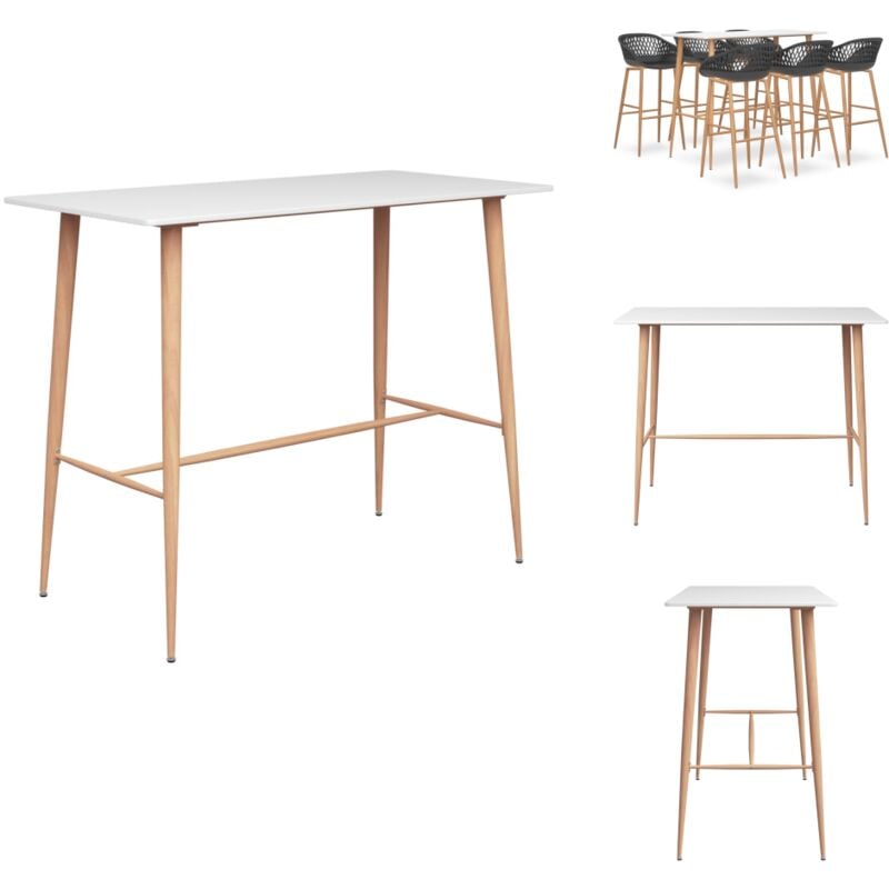 7-tlg. Bar-Set Weiß und Grau - Bar-Set - Bar-Sets - Bartisch Mit Barhocker - Bartische Mit Barhocker
