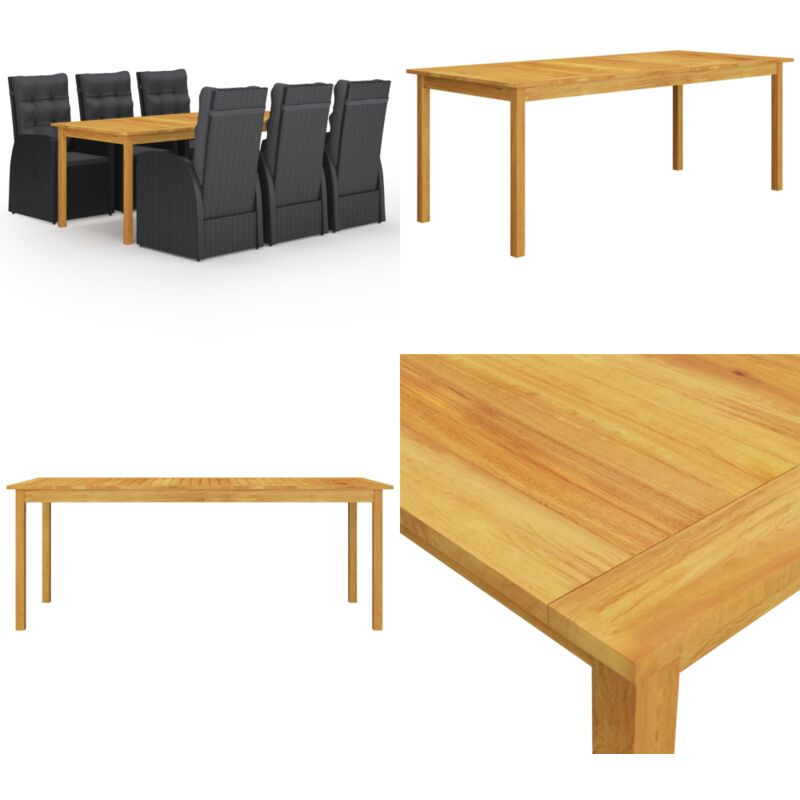 7-tlg. Garten-Essgruppe Schwarz - Gartenmöbelset - Essgruppe - Holztisch - Rattanstuhl - Outdoor Möbel - Home & Living