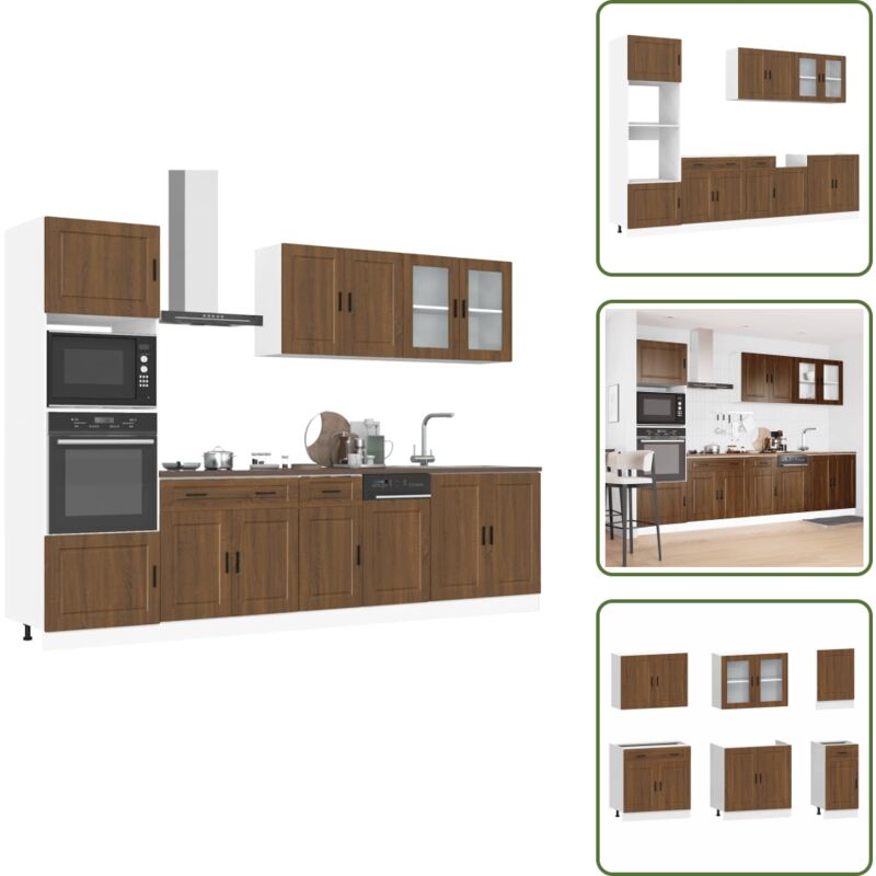 7-tlg. Küchenschrank-Set Braun Eichen-Optik Holzwerkstoff - Küchenschrank-Set - Küchenschrank-Sets - Küchenzeile Einbauküche - Küchenschrank