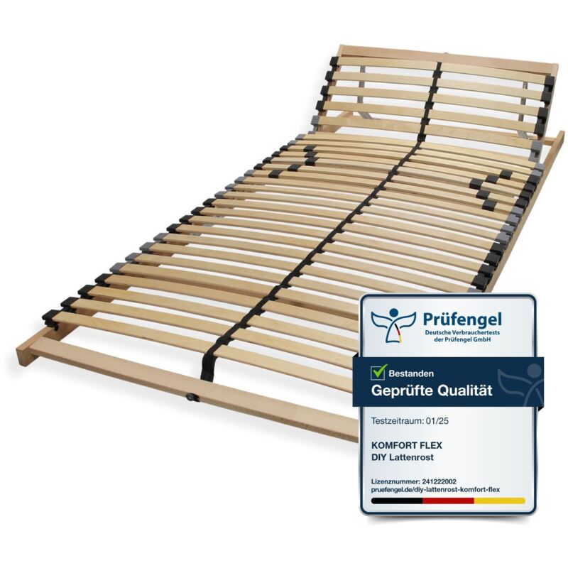 7 Zonen Lattenrost 120x200 mit verstellbarem Kopfteil - Ergonomischer Lattenrost 7 Zonen und stabilem Buchenholzrahmen, 28 flexible Federholzleisten,