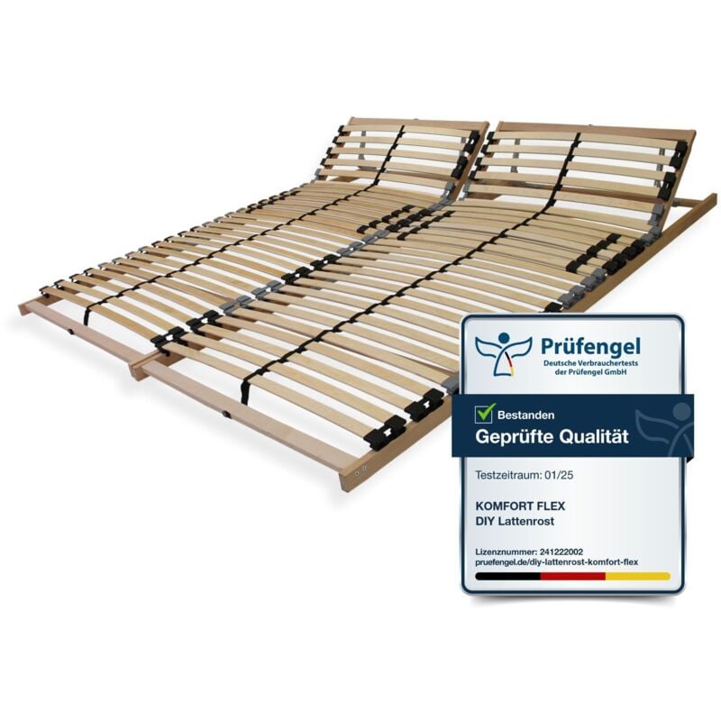 7 Zonen Lattenrost 140x190 mit verstellbarem Kopfteil - Ergonomischer Lattenrost 7 Zonen, 28 Latten, Traglast ca. 150Kg, anti slip