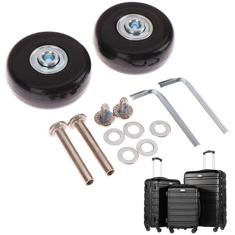 Gabrielle - 70 x 24 mm Universal-Ersatz-Kofferräder für Gepäck, 2 Stück, Gummi-Metall-Koffer-Set für Koffer, Handwagen, Kinderwagen