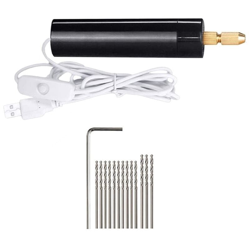 0,7–1,2 mm Mikro-Elektro-Handbohrer-Set für Harz, Mini-Elektro-Bohrer zur Herstellung von Stiftschraubstöcken