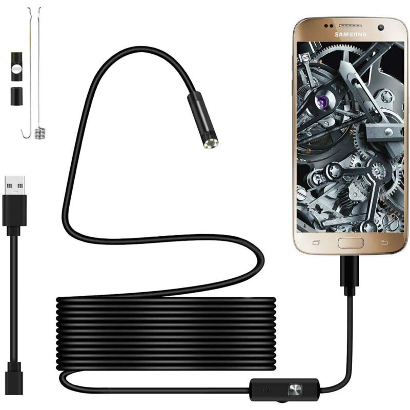 Tonchean - 720P USB-Endoskopkamera, 5,5 mm, IP67, wasserdicht, 2 m, halbstarres Kabel mit 6 LEDs, unterstützt otg, Android-Telefone, pc, 2 m Kabel