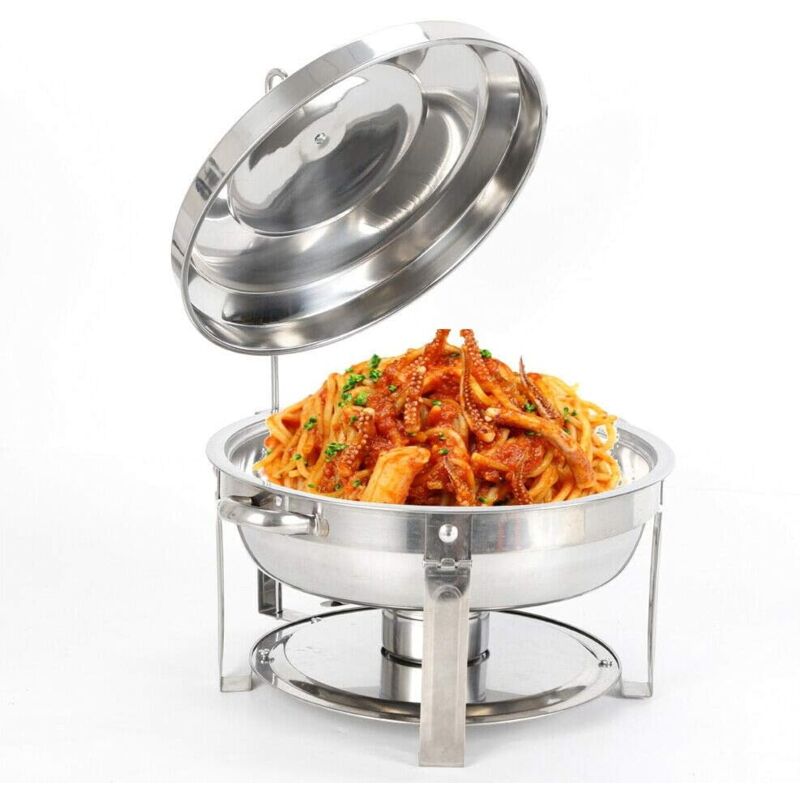 7.5 l Edelstahl Chafing Dish Rund Speisenwärmer Wärmebehälter Suppenwärmer, Chafing Dish Profi Set für Catering, Buffet und Party