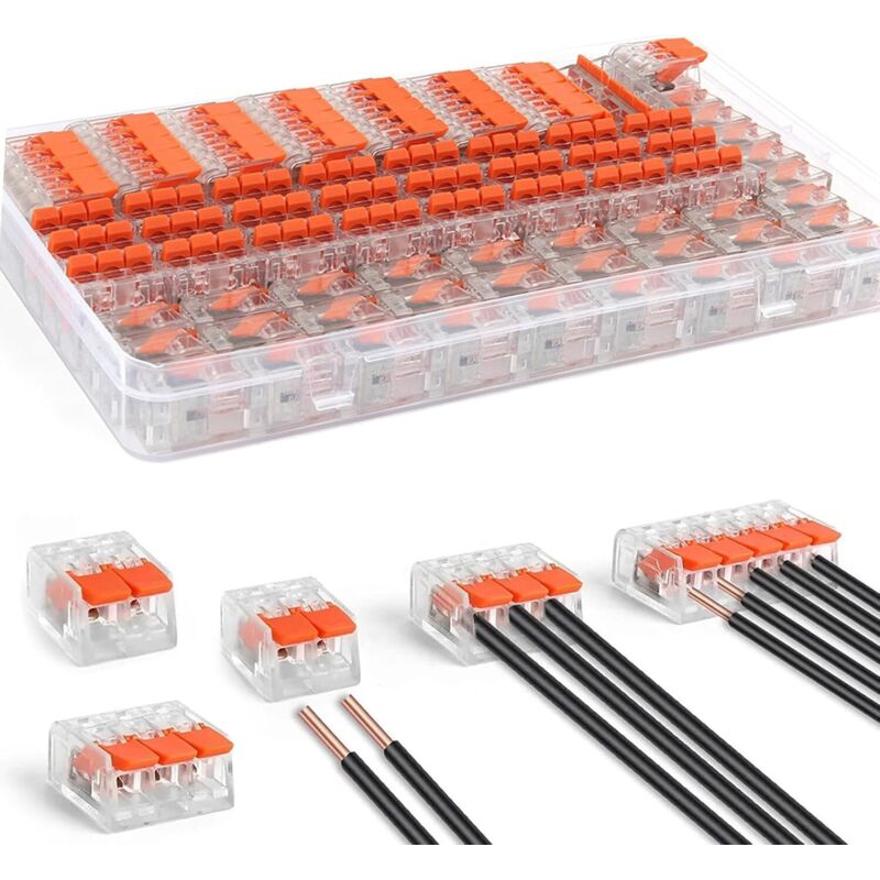 75 Stück Kabelklemmen Elektro Flammhemmende Schale Verbindungsklemmen Klemme mit Betätigungshebel, 4mm² Leiter Klemme für Feste Kabe 2-3-5 Leiter