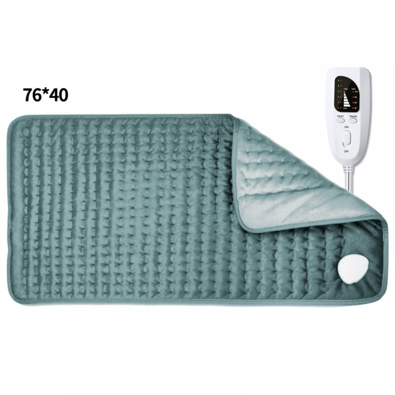 76 x 40 cm, Heizkissen, Nass- und Trocken-Heizdecke für Rücken, Nacken, Schultern, Bauch mit Controller, weiches Flanell, dunkelgrau