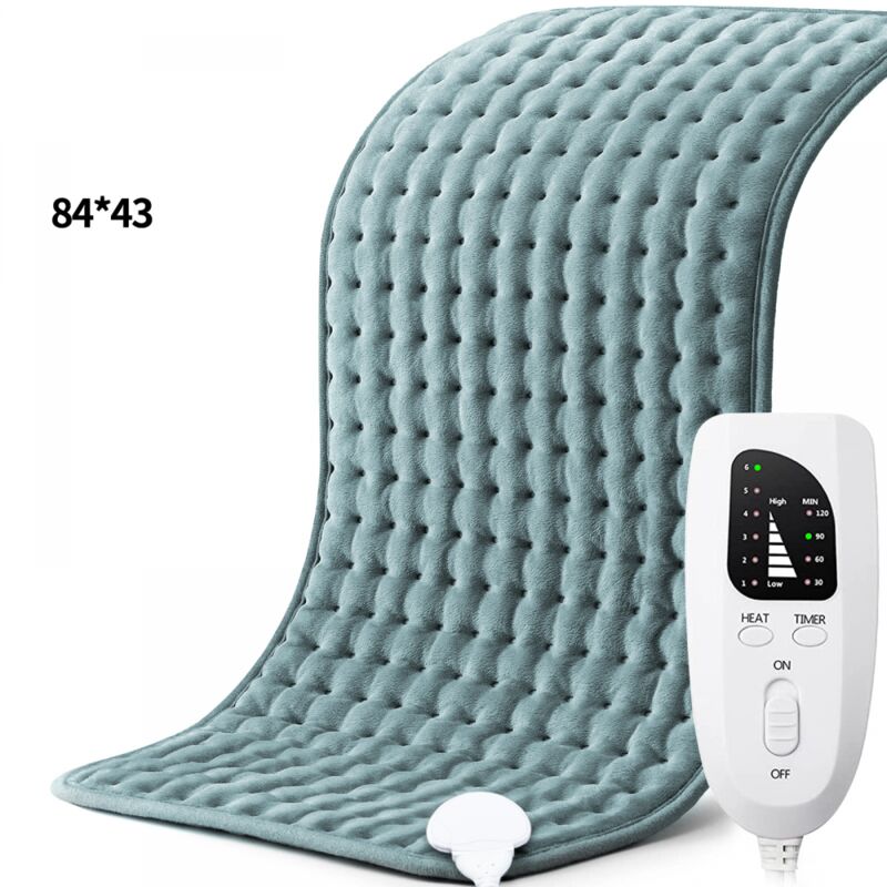 84 X 43 cm,Heizkissen, nasse und trockene Heizdecke für Rücken, Nacken, Schultern, Bauch mit Controller, dunkelgraues weiches Flanell