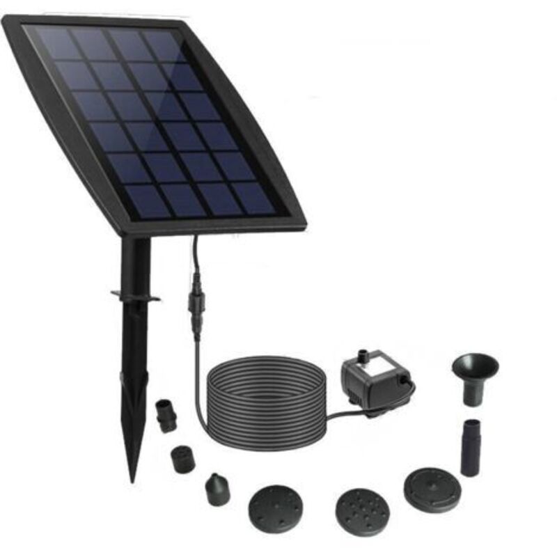 Solarbrunnen, DIY-Solar-Schwimmbrunnen (2,5 W), neue Solar-Teichpumpe mit 8 Düsen und 3-m-Kabel, Solarbrunnen für Vogeltränke, Aquarium und Garten