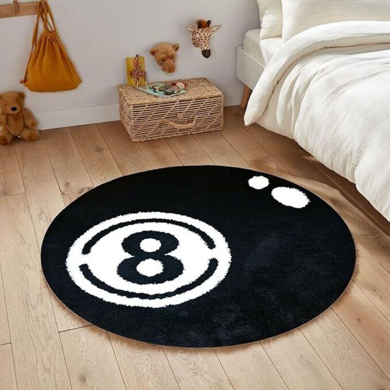 8 Ball Billard Teppich,Schwarz Kreis Teppiche für Wohnzimmer,Für Schlafzimmer, Wohnzimmer Flurde Badezimmer,Laufbänder The Carpet,rutschfeste