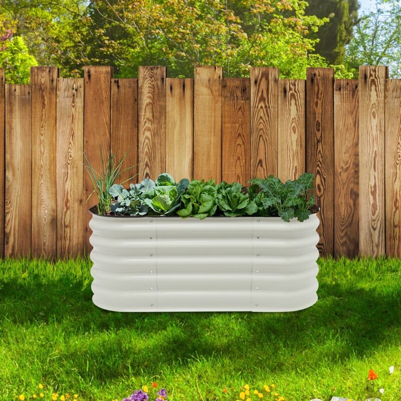 8-in-1-Hochbeet-Set aus Metall, rechteckiger vertikaler Sockel 150 x 60 x 43 cm, Hochbeet für Blumenbeete, ideal für den Garten.