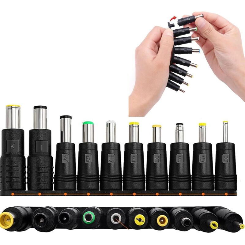 8 in 1 Universal DC Netzteil Adapter, 5.5x2.1 mm Buchse auf Stecker DC Hohlstecker Adapter für Laptop Netzteil, Kompatibel für HP Dell ASUS Acer, mit