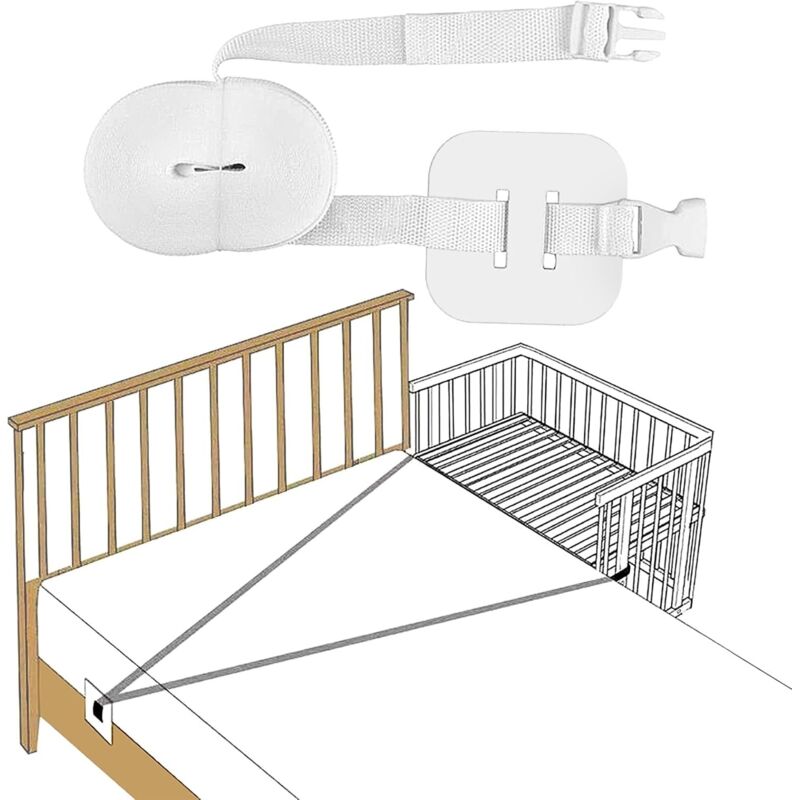 8 m langer Babybettgurt, verstellbare Seitenbefestigung für Babys, die mit einem anderen Baby zusammen schlafen, universeller Babybettgurt (weiß)
