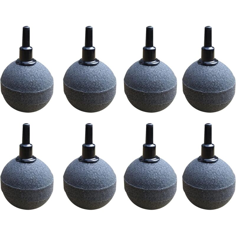 8 Stück Aquarium Luftstein Ball, Aquarium Luftausströmer, Aquarium Luftstein, 4mm / 8mm Schlauch Anschließbar, für Teiche, Aquarien und Fisch Tank