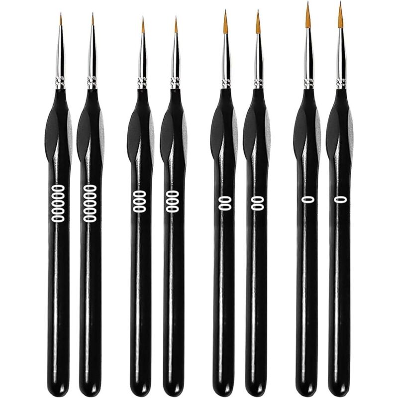 8 Stück Feine Detail Pinsel Set, Pinselset Malen für Acrylfarben, Malpinsel für Künstler, Modellbau Pinsel, Künstlerpinsel Malen, Zeichenpinsel für