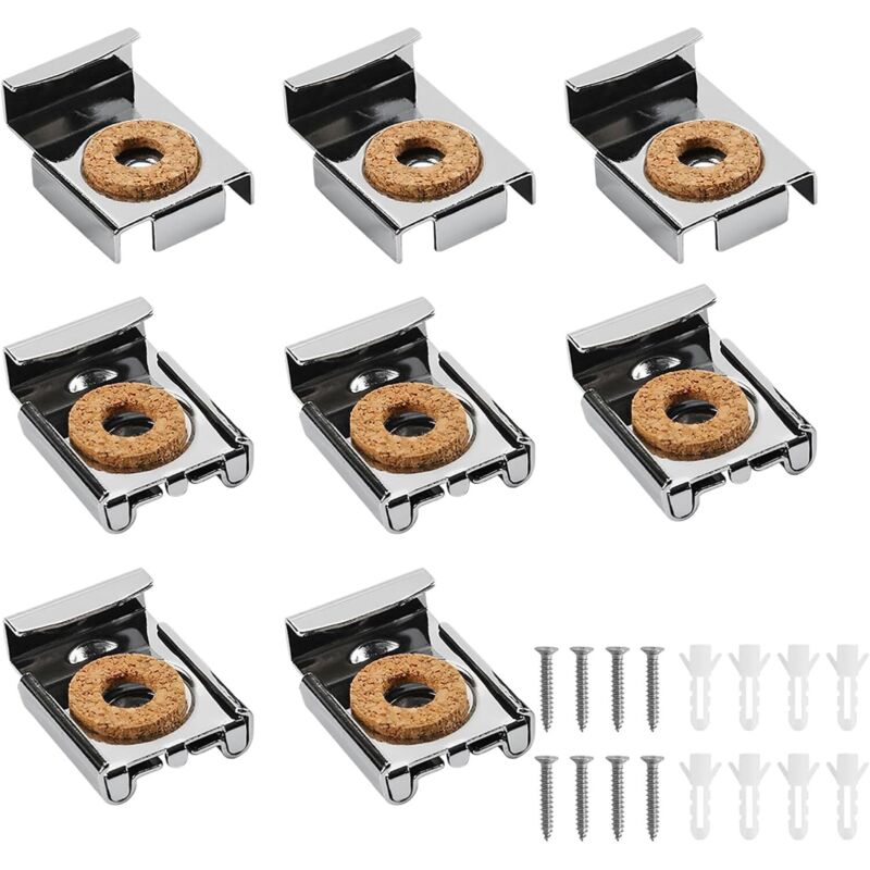 8-teilige Spiegel-Wandhalterung, Spiegel-Wandhalterung, Spiegelmontage-Federklammern, Spiegelhaken mit Stiften und Schrauben, für