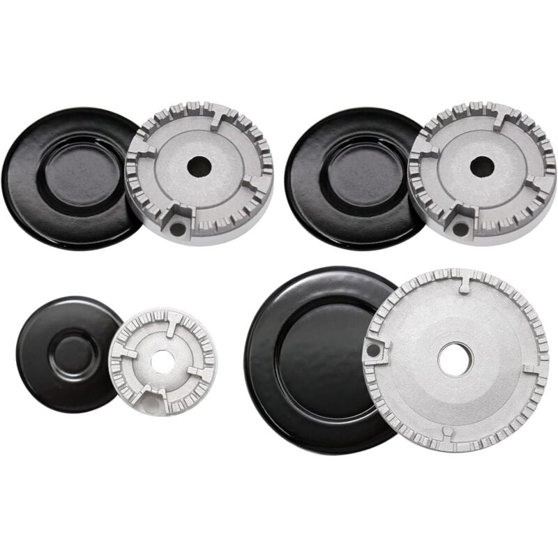 8-teiliges Herdhut-Set, Herddeckel, verbesserte Ofen-Gasherd-Brennerkrone, Flammenkappe, Gasbrenner-Flammenkappe für Gasherdbrenner, 5,5/7,4/9,9 cm