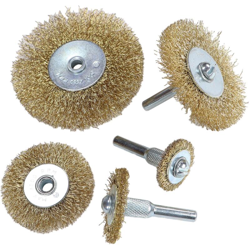 Markenlos - 8 tlg Scheibenbürsten Satz Stahldraht Bürsten mit Dorn für Bohrmaschine Akkuschrauber