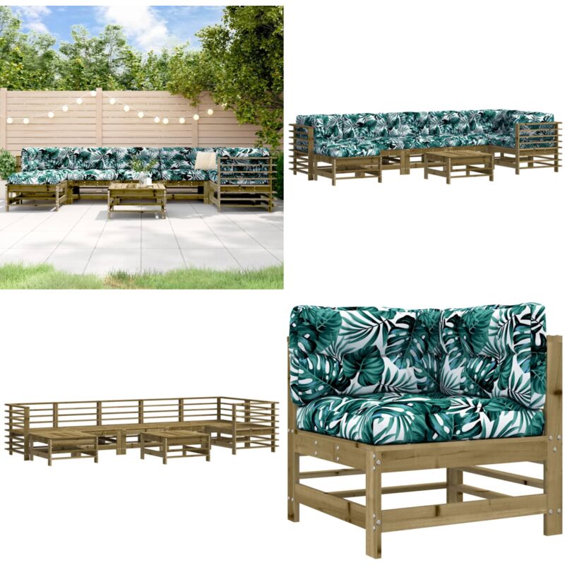 8-tlg. Garten-Lounge-Set mit Kissen Imprägniertes Kiefernholz - Gartengeräte - Gartenmöbel - Loungemöbel - Rattan Möbel - Holz Gartenmöbel - Home &