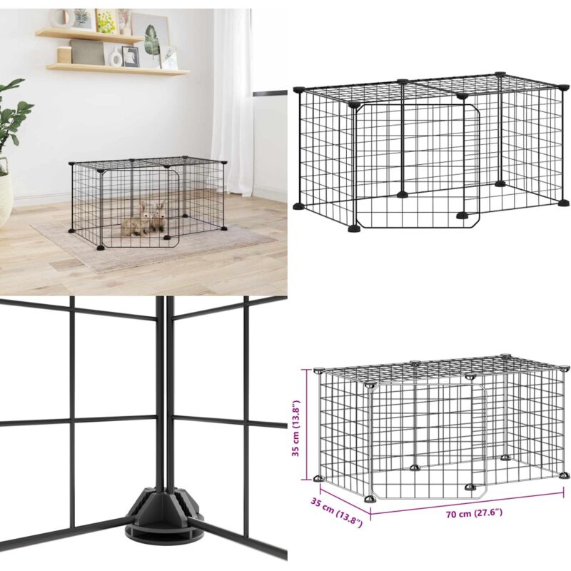 Vidaxl - 8-tlg. Haustierkäfig mit Tür Schwarz 35x35 cm Stahl - Haustierkäfig - Kleintiergehege - Kaninchenstall - Nagetierkäfig - Vogelvoliere - Home