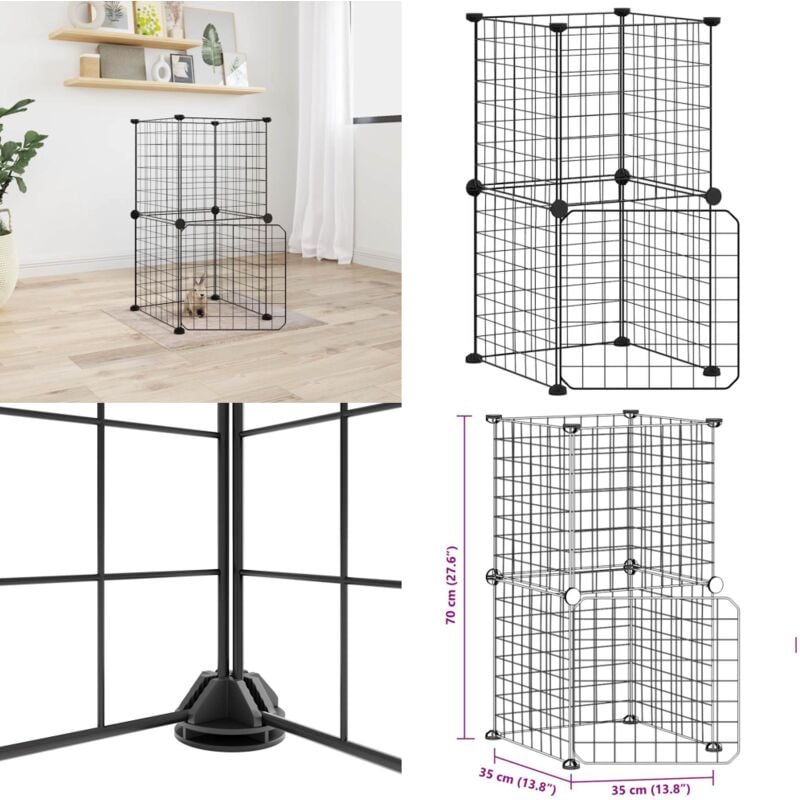 Vidaxl - 8-tlg. Haustierkäfig mit Tür Schwarz 35x35 cm Stahl - Haustierkäfig - Kaninchendrache - Hamstergehege - Vogelvoliere - Kleintiersafe - Home