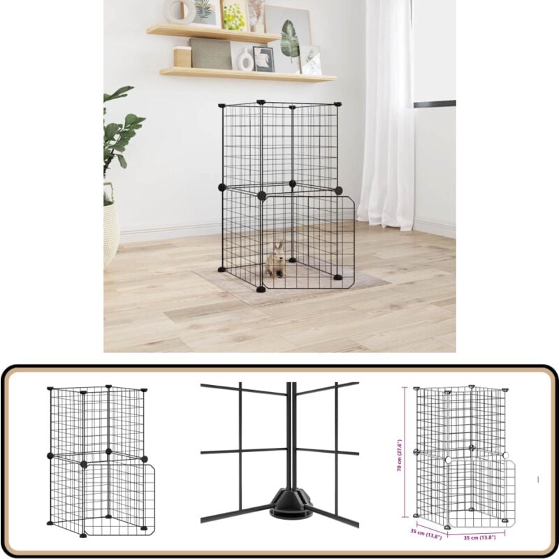 Vidaxl - 8-tlg. Haustierkäfig mit Tür Schwarz 35x35 cm Stahl - Haustierkäfig - Kaninchendrache - Hamstergehege - Vogelvoliere - Kleintiersafe