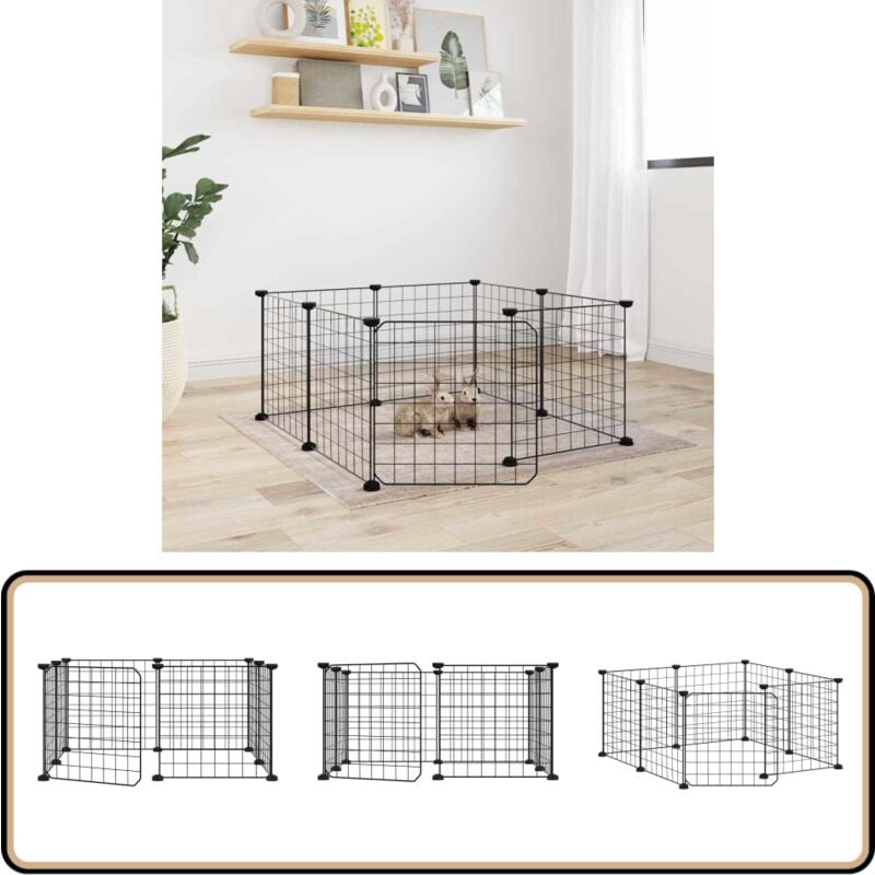 Vidaxl - 8-tlg. Haustierkäfig mit Tür Schwarz 35x35 cm Stahl - Haustierkäfig - Kleintiergehege - Kaninchendrahtzaun - Hamsterkäfig - Vogelkäfig