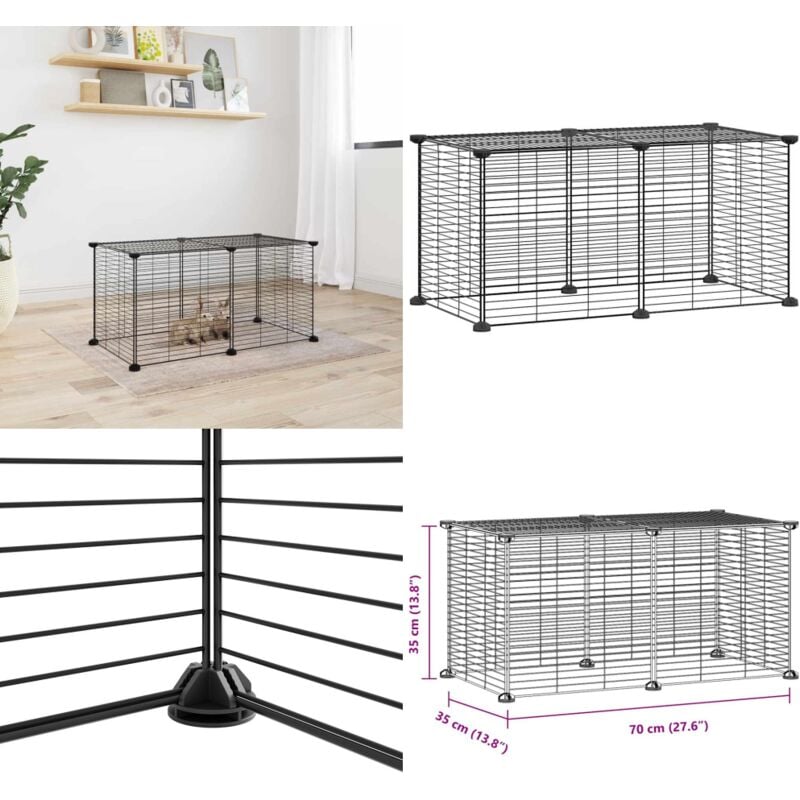 Vidaxl - 8-tlg. Haustierkäfig Schwarz 35x35 cm Stahl - Haustierkäfig - Kleintiergehege - Kaninchendrahtzaun - Vogelvoliere - Hamsterkäfig - Home &