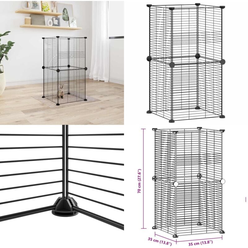 Vidaxl - 8-tlg. Haustierkäfig Schwarz 35x35 cm Stahl - Haustierkäfig - Kaninchendrache - Hamstergehege - Vogelvoliere - Kleintiersafe - Home & Living