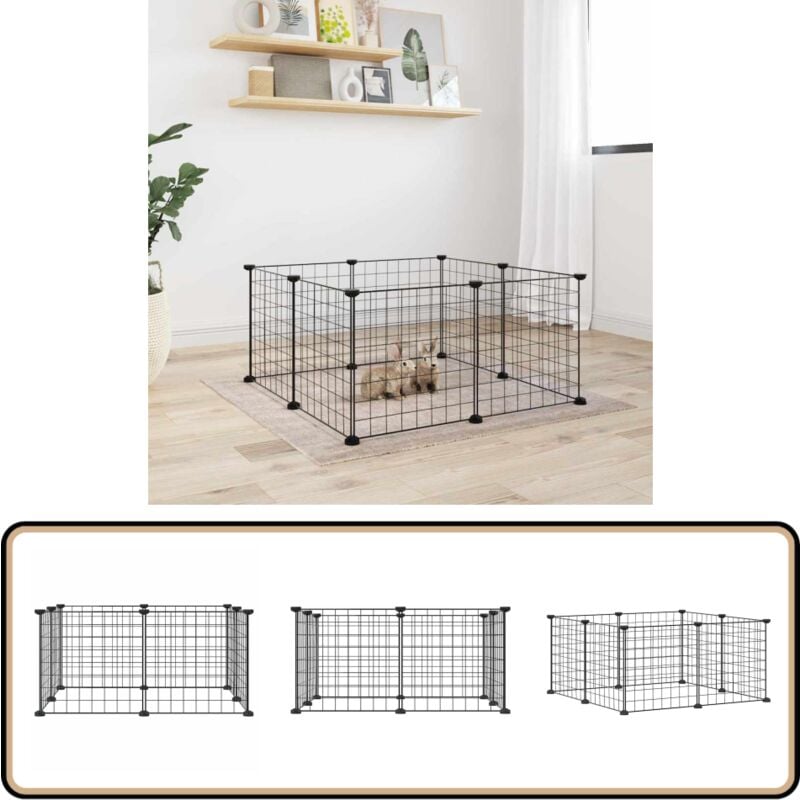 Vidaxl - 8-tlg. Haustierkäfig Schwarz 35x35 cm Stahl - Haustierkäfig - Kleintiergehege - Kaninchendrahtzaun - Nagetierheim - Vogelvoliere