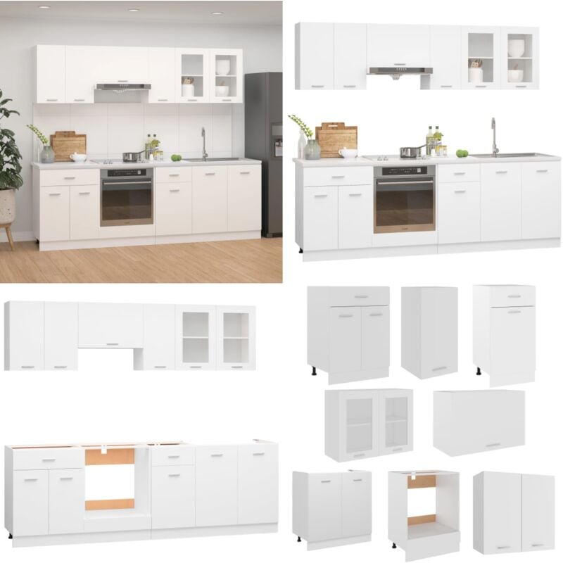 Vidaxl - 8-tlg. Küchenzeile Weiß Holzwerkstoff - Küchenzeile - Weiße Küche - Einbauküche - Holzwerkstoff - Küchenmöbel - Home & Living