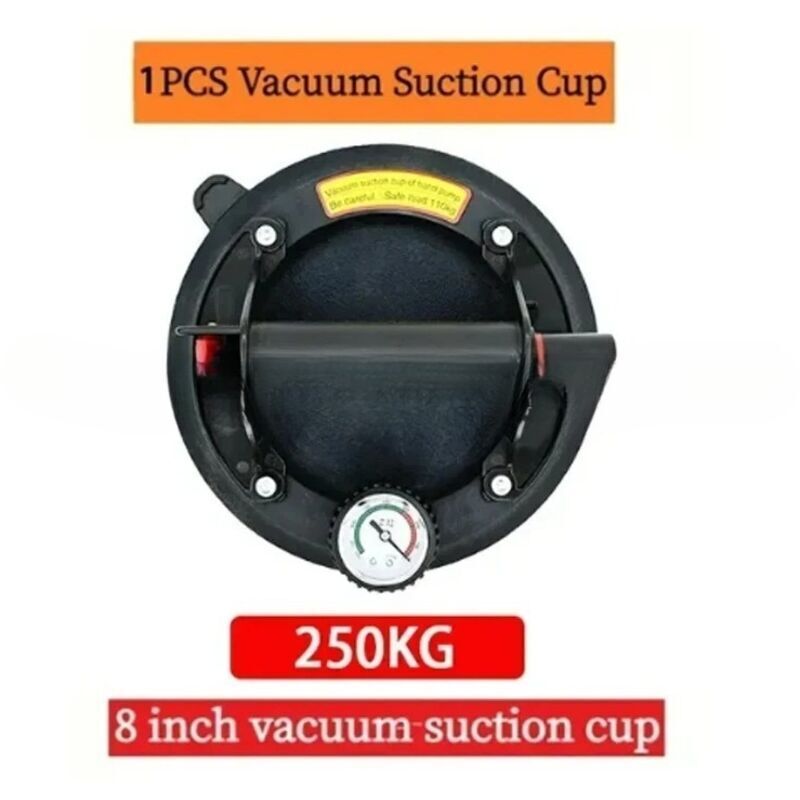 8-Zoll-Saugnapf für Fliesen mit Manometer, Glaser-Saugnapf, max. Tragkraft 200 kg, professioneller Vakuum-Saugnapf mit Tragetasche für Glas, Fliesen
