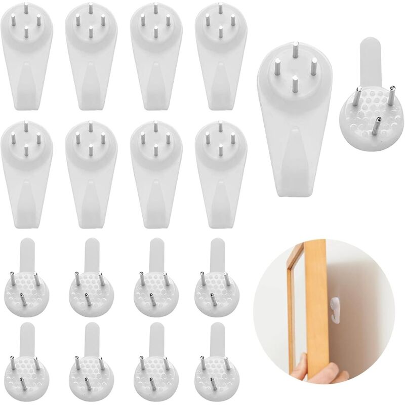 80 Stück bohrfreie Bilderhaken zum Aufhängen von Bilderrahmen, Wandhaken für Bilder, weiße, spurlose Wandhaken, Wandrahmenhaken – weiße, spurlose