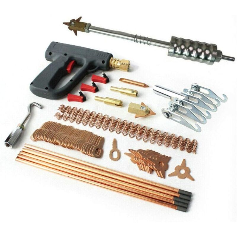 Senderpick - 86 tlg Punktschweißelektroden Spotter Schweißgerät Dellenreparatur Ausbeul Set Dent Puller Kit Spotter-Zubehör Box Ausbeulwerkzeug