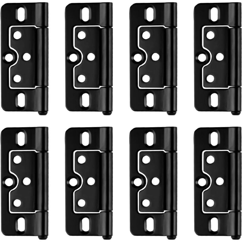 Jalleria - 8er-Pack 3 x 1,4 Zoll schwarze Türscharniere, geräuschlose Einsteckscharniere für Schranktüren, Möbel, Kleiderschränke, Innen- und