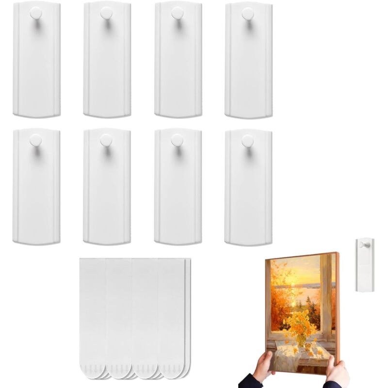 8er-Pack Tesa Klebe-Bilderrahmennägel, Wandklebenägel, Klebenägel, Klebe-Fotohaken, Tesa selbstklebende Haken, für Tapeten und Putz, einfach zu