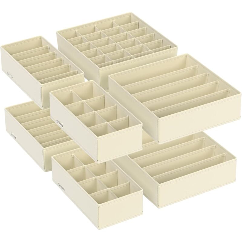 8er-Set faltbare Schubladeneinsätze, Aufbewahrungsboxen für BHs, Slips, Socken und Krawatten, Stoffboxen für Kleiderschränke, Beige