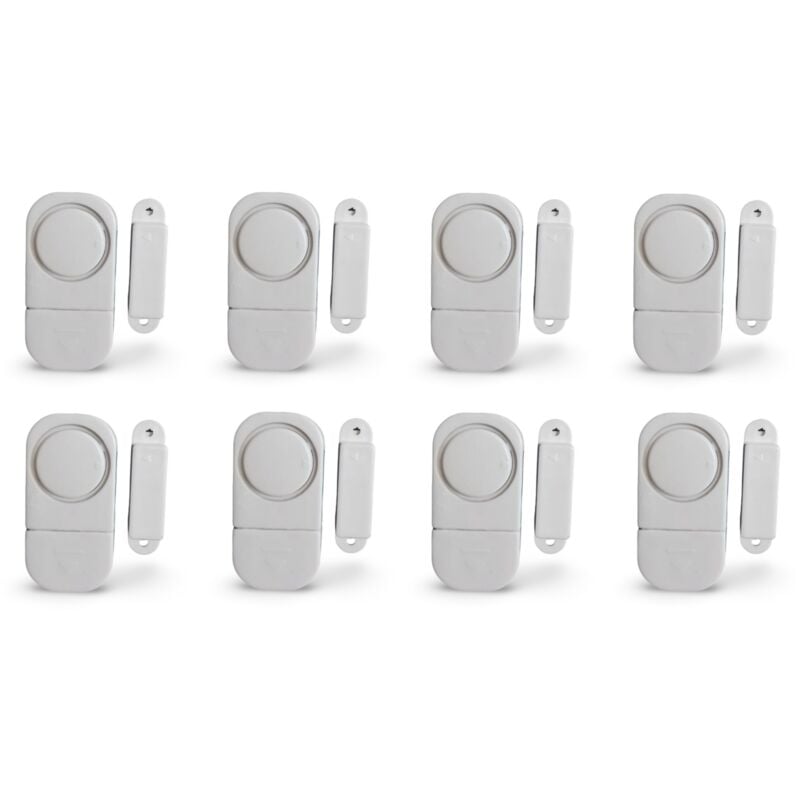 Buri - 8er Set Kontaktalarm Tür Fenster Alarm Alarmanlage Haus Wohnung Schutz mit Batterien