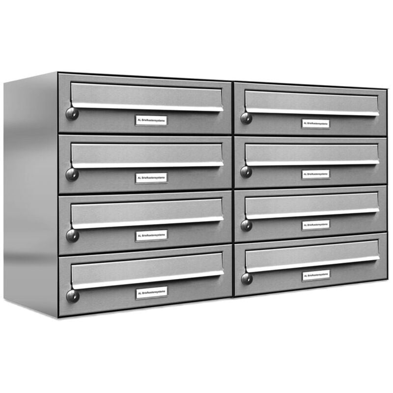 Al Briefkastensysteme - 8er V2A Edelstahl Wandbriefkasten Anlage 8 Fach Briefkasten Postkasten