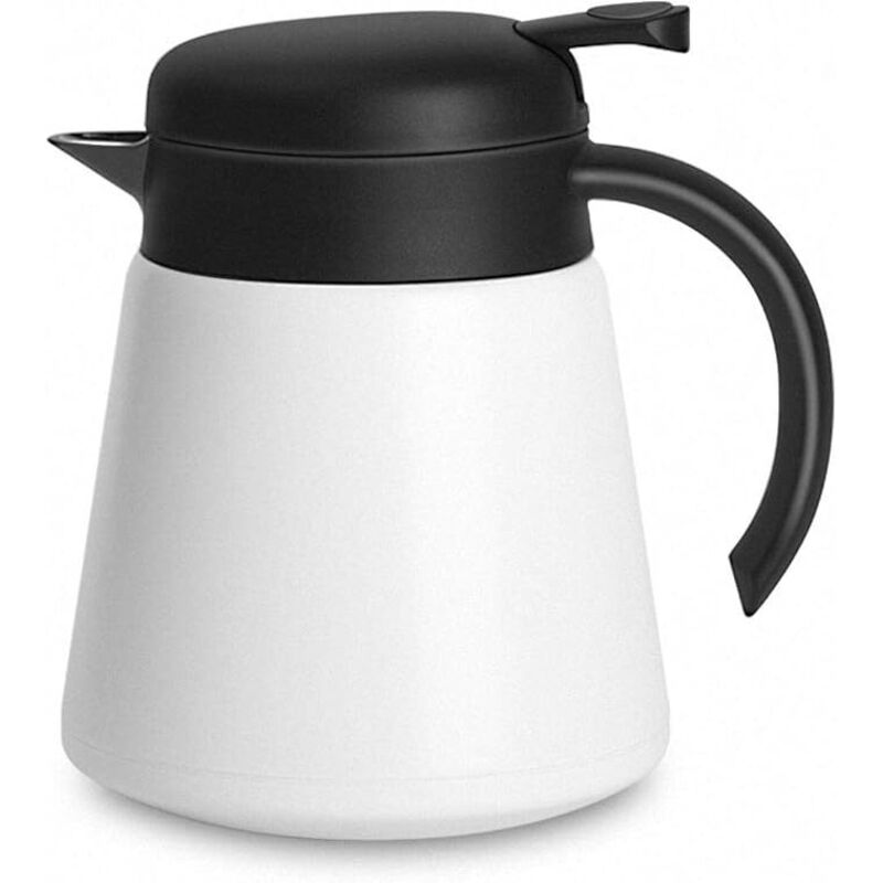 0.8L Thermoskanne 304 Edelstahl Doppelwand Vakuum Isolierte Kaffee Topf Kaffee Thermos, Kaffee Plunger, Saft/Milch/Tee Isolierung Topf (Weiß)